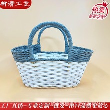定制迷你木片纸绳手提篮车载篮DIY玩具手提篮小号微景观装饰花篮
