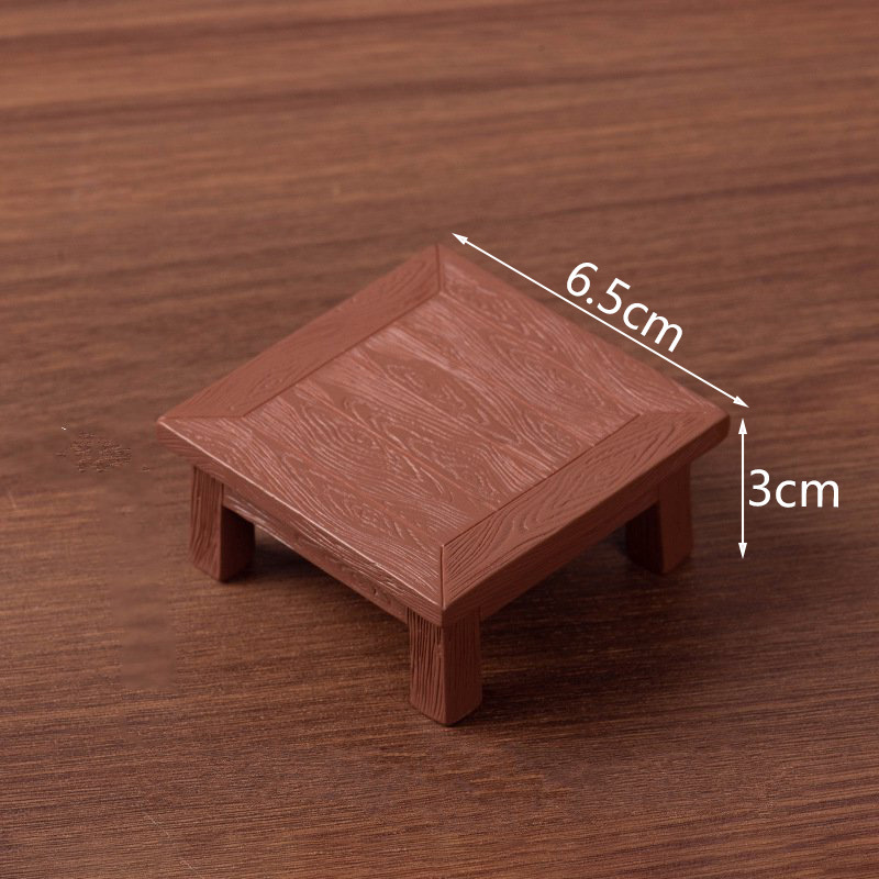 Mini Imitation Solid Wood Tables and Chairs Micro Landscape Resin Square Wooden Tables, Chairs and Benches Miniature Ornaments
