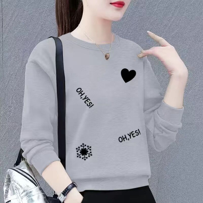 Estilo coreano suéter de las mujeres ropa de mujer 2023 nueva suelta impresa mamá desgaste adelgazamiento cuello redondo manga larga superior para las mujeres image 12