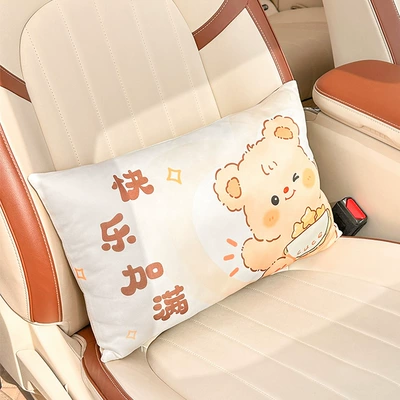 Cartoon Puff Bear Car Lumbar Summer Soft Breathable Waist Pillow Practical Car Comfortable Seat Back (Waist support) - air-layer-puff-bear-waist-support-square