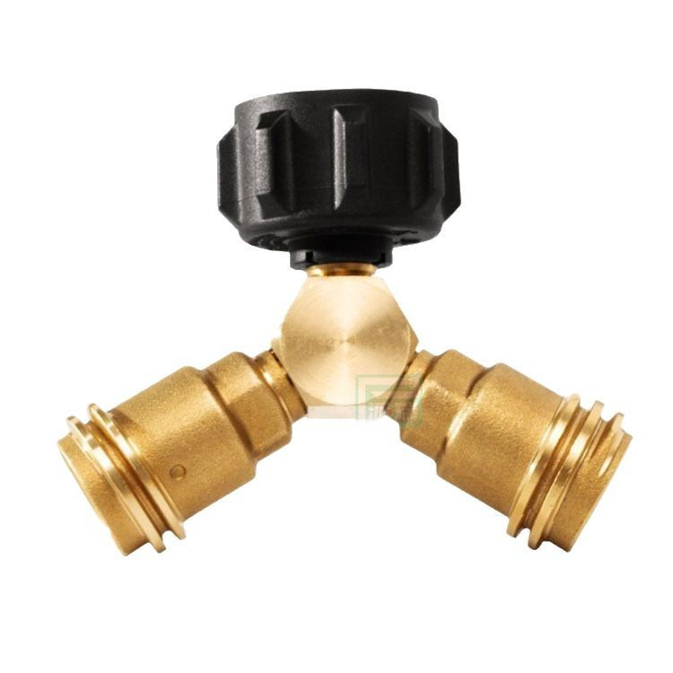 北美燃气丙烷转换充气接头压力表气罐接头组合黄铜Y型POL手轮