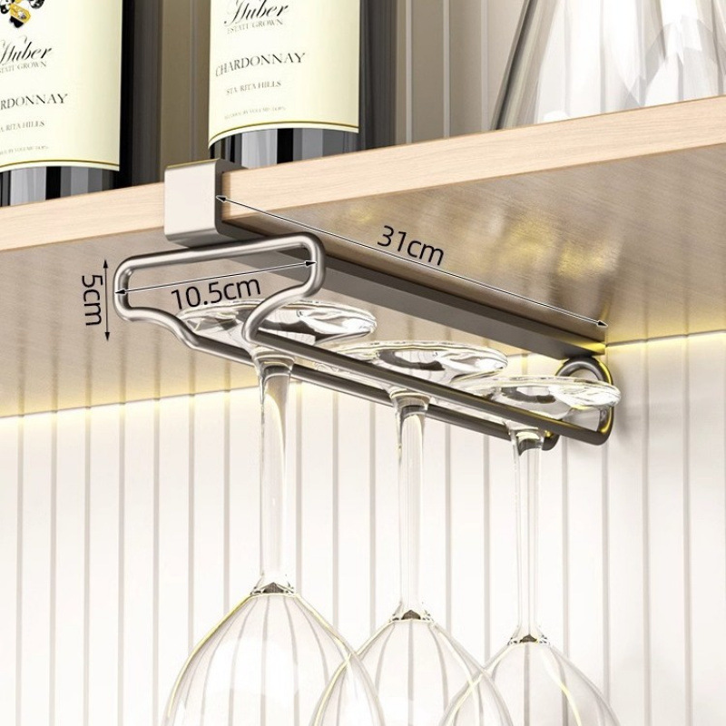 Fábrica de fuente de vino tinto taza de percha invertida sin perforación taza de pie alto percha de gabinete percha de lujo ligera decoración de alta calidad