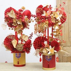 2024 Dragon Year New Year's Spring Festival Lucky Bucket Wedding Celebration Moving House New Year's Flower Bouquet Bucket Printed Flower Shop