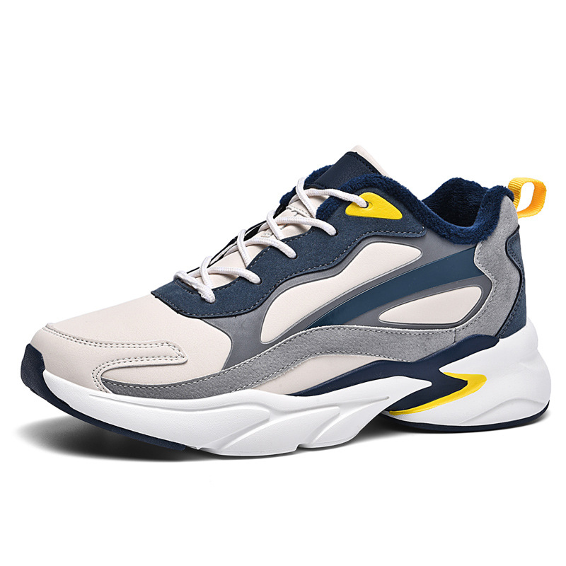 Invierno nuevo gran tamaño con zapatos de terciopelo para hombres calentadores de algodón moda zapatillas de carreras casuales