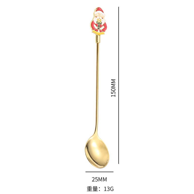 Zhanming ステンレス鋼の新しい漫画クリエイティブクリスマス食器かわいいアフタヌーンティーデザートコーヒーミキシングスプーンクリスマススプーン|undefined