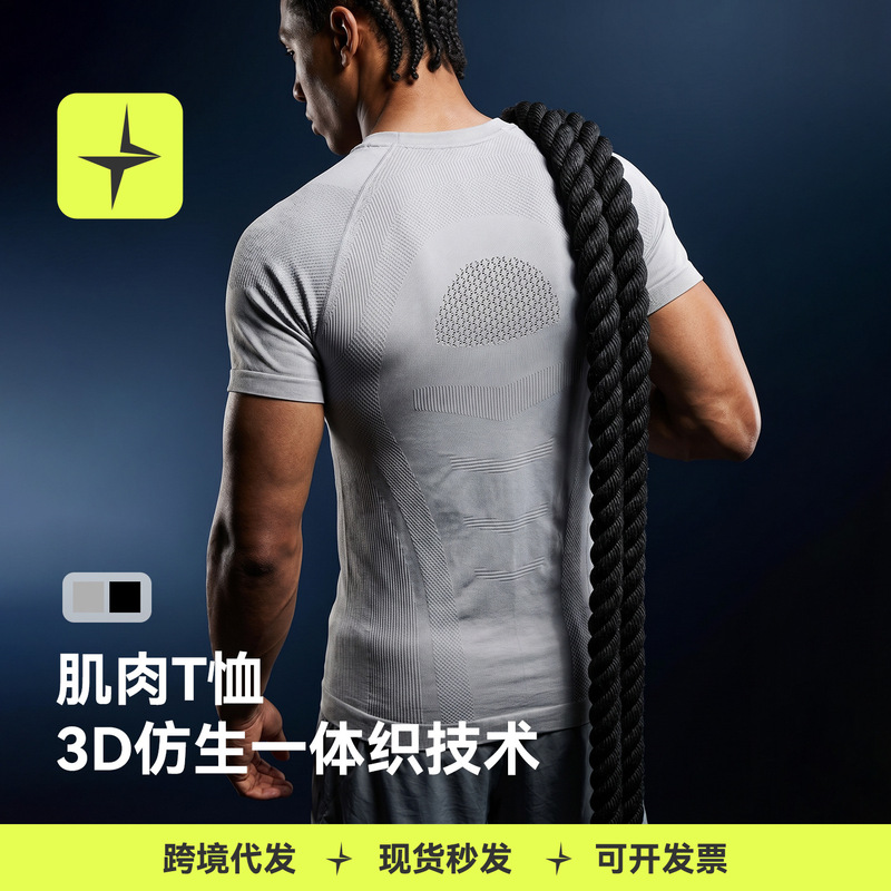 Tai Le Xing Sports | Muscle T-Shirt 26 New Summer Product 3D One-Piece Woven High-Elastic Breathable Quick-Drying Fitness Short-Sleeved Top Tai Le Xing Sports | Muscle T-Shirt 26 New Summer Product 3D One-Piece Woven High-Elastic Breathable Quick-Drying Fitness Short-Sleeved Top