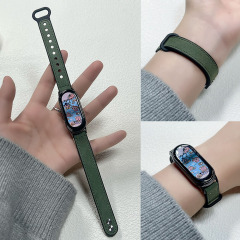 Xiaomi Mi Band 10 ストラップ 9/8nfc マットレザーハイエンドリストバンドライト高級ダブルネイルスポーツウォッチストラップに適しています。