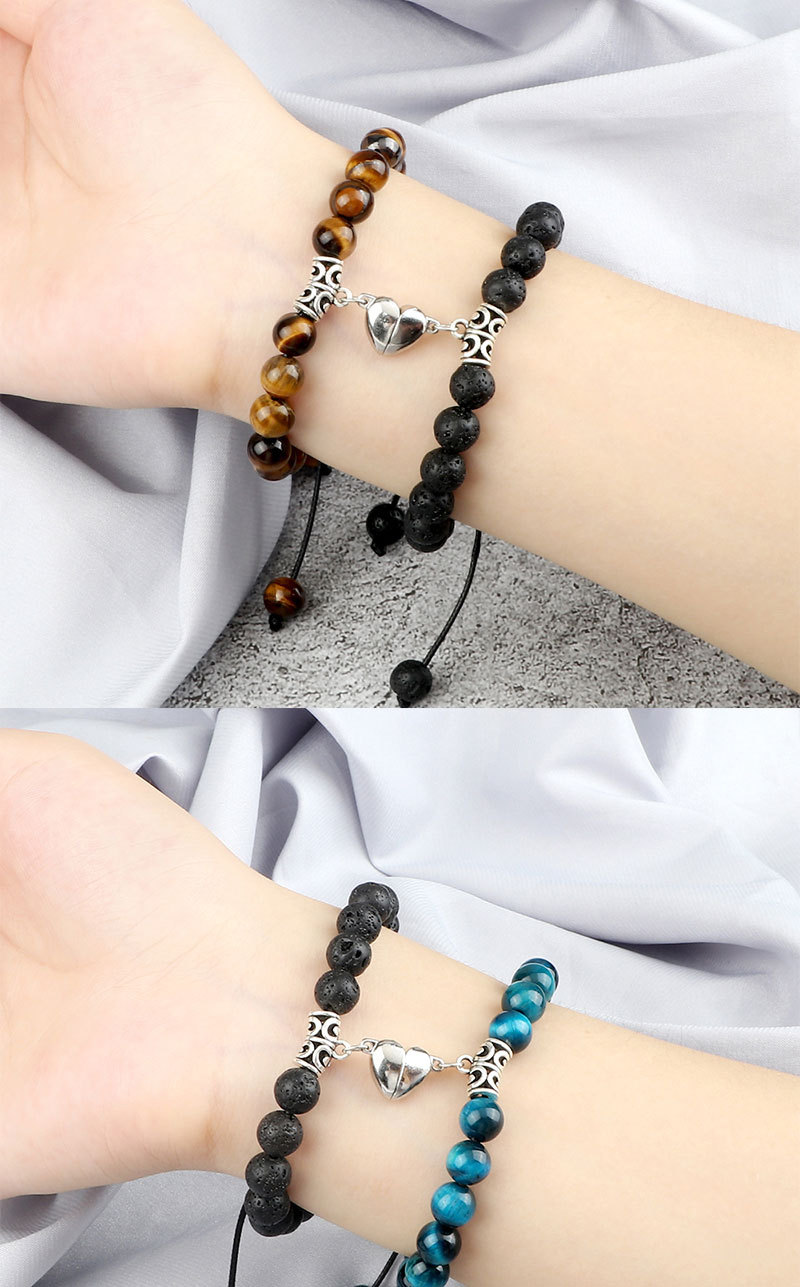 Heart Shaped Magnetic Braided Couple Bracelets For Relationships_voghion.com