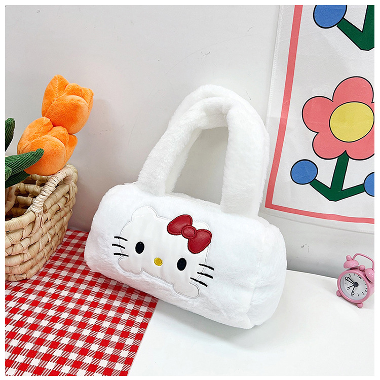 Fashionable plush bag, women's cartoon makeup bag, personalized new trendy children's bag, cute hand-held small bag for female students undefined