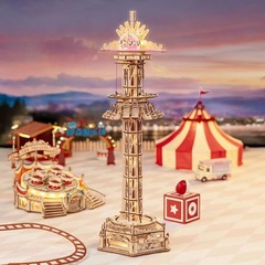 若態若客転杯遊園地飛椅子パラシュート機械オルゴール木製模型創意祭りプレゼント