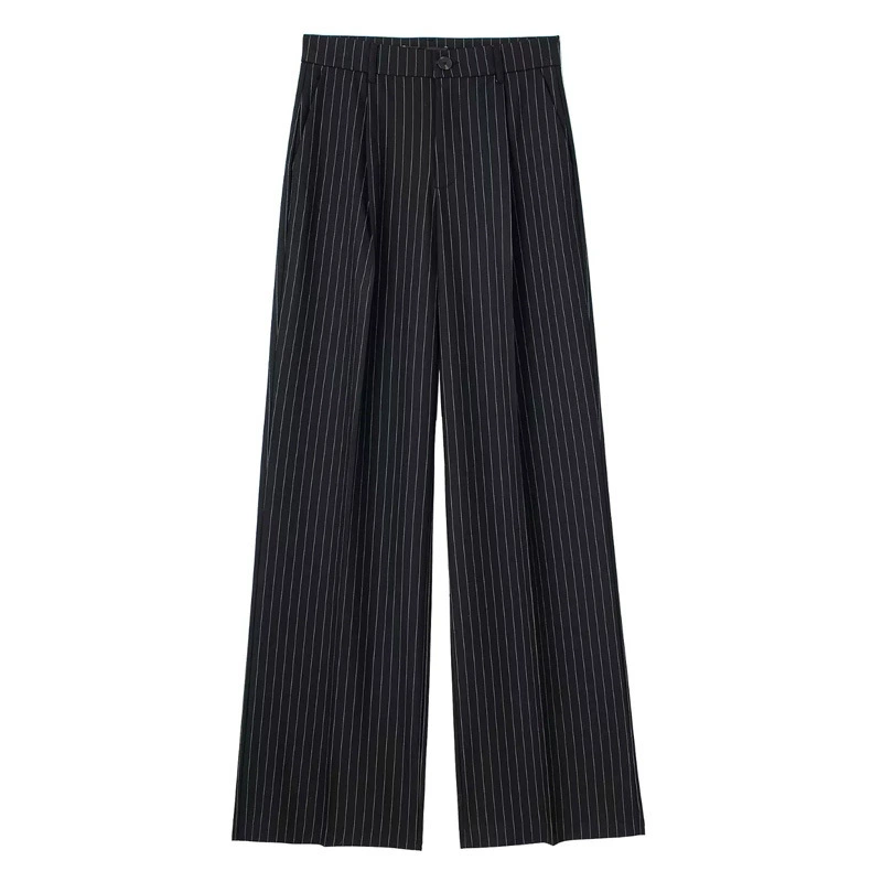 Wide‑leg high‑waist suit trousers for women, oversize, classic pleated style