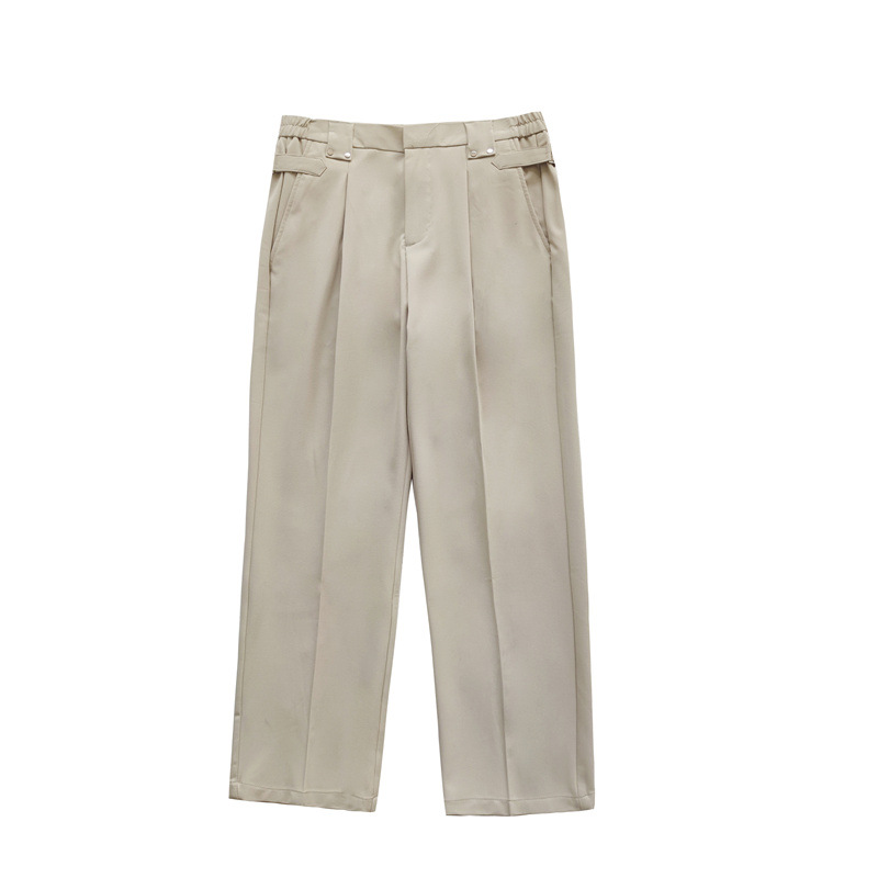 Pantalones de traje drapeado pantalones de pierna ancha de otoño para hombres pantalones sueltos rectos pantalones casuales pantalones de traje de color sólido desplegable