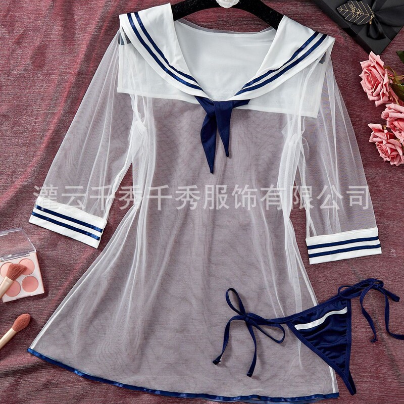 Cross-border Foreign Trade Sexy Mesh Adult Role-playing Sailor Uniform Two-piece Sexy Underwear for Women