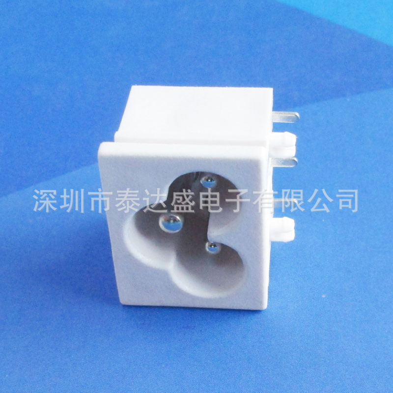 支持按外壳色版调色白色梅花尾接口23*18尼龙料梅花电源插座LH-6