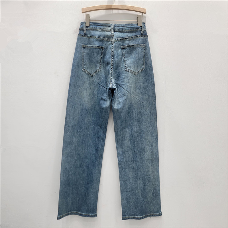 2025 otoño nuevo estilo americano marca de tendencia suelta rectas pantalones vaqueros negros lavados con agua amor caliente perforación pantalones de piernas anchas mujeres image 2