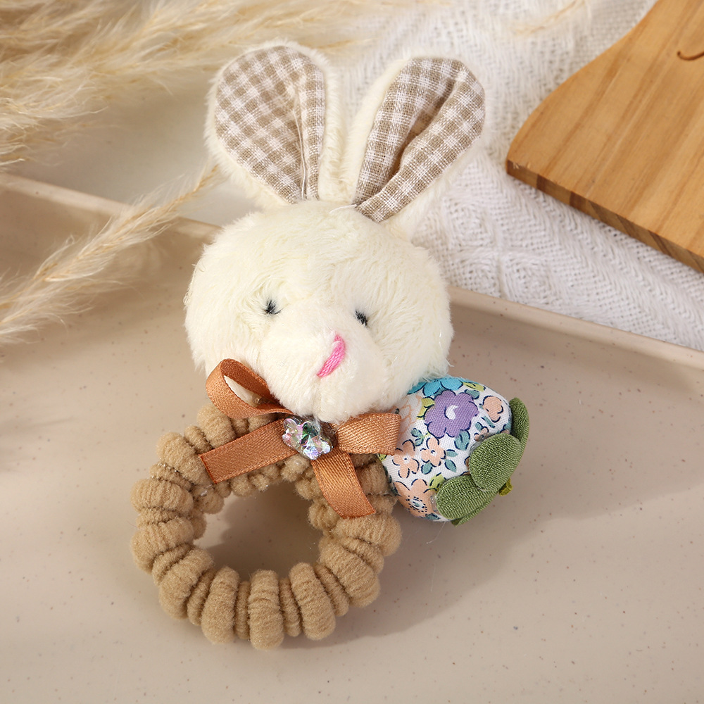 Lindo conejo de peluche para niños, lazo para el cabello, niña, oso, banda de goma, lazo para el cabello, bebé de alta elasticidad, no lastima el cabello, cuerda para el cabello, niña
