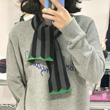设计师小众单 有趣又好看的英国版竖条撞色小围巾条纹拼色氛围感