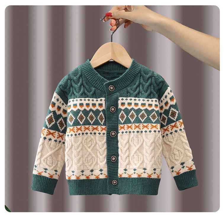 Boys Sweater Cardigan Autumn Clothing 2025 Korean Style New Spring and Autumn Baby Children's Loose Top Tops Sweater Trendy