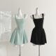 2025 summer new French style daughter gold waist collar strap dress temperament high waist design dress