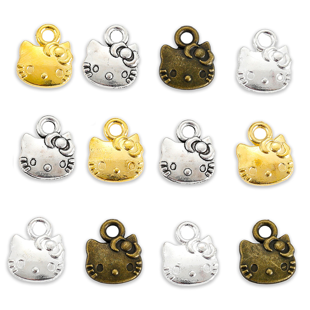 diy复古合金饰品配件 猫头挂件 合金工艺品手链项链吊坠配件批发