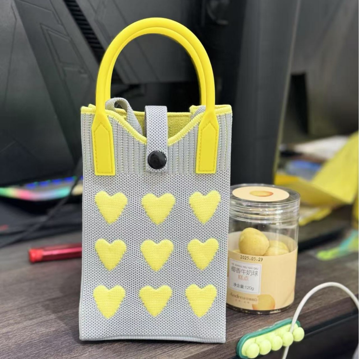 New Candy-Colored Mobile Phone Bags, Knitted Bags, Wholesale Large-Capacity Tote Bags, Student Cross-Body Bags, Woolen Bags Factory