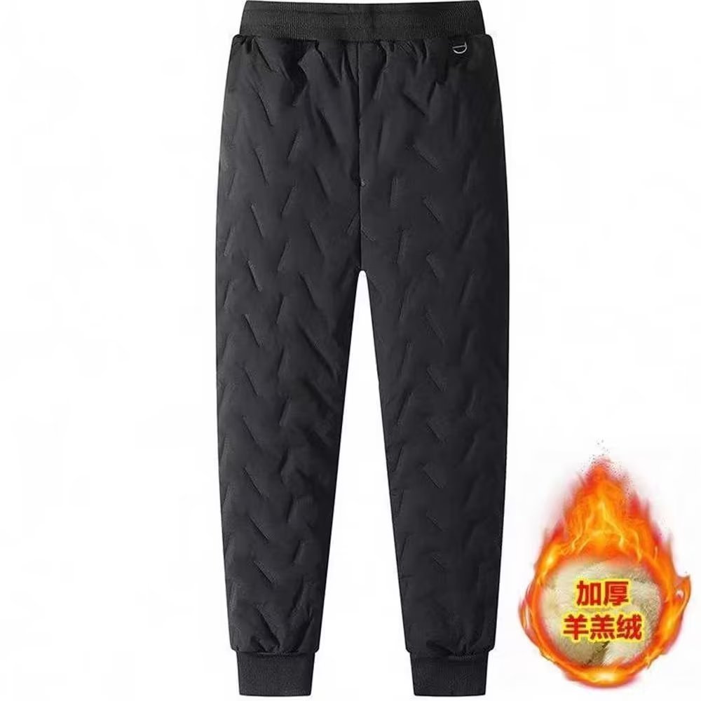 Pantalones de algodón forrados de lana de cordero engrosada casual versátil invierno pantalones de gran tamaño de los hombres cálidos pantalones de chándal atados al tobillo tendencia deportiva