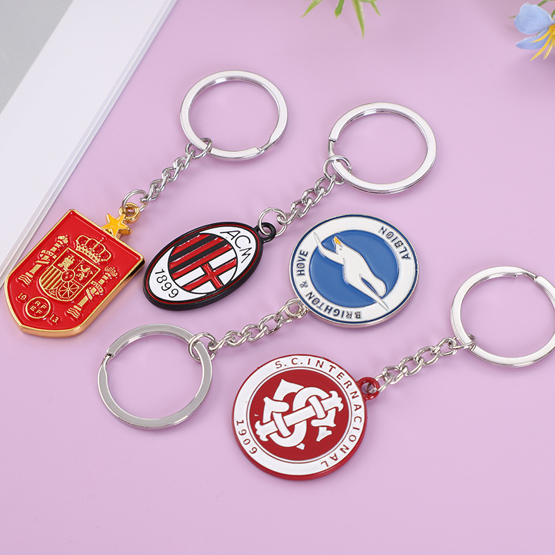 Double-Sided Zinc Alloy Jewelry Metal Keychain Painted Brighton Exquisite Ac Milan Football Souvenir Car Key