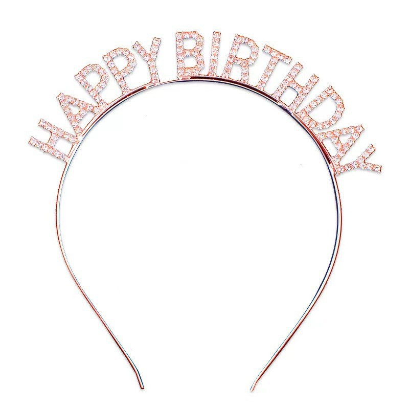 Comercio exterior feliz cumpleaños diadema con incrustaciones de diamantes fiesta de alta gama ambiente de fiesta accesorios fotográficos diadema accesorios para el cabello mujeres al por mayor