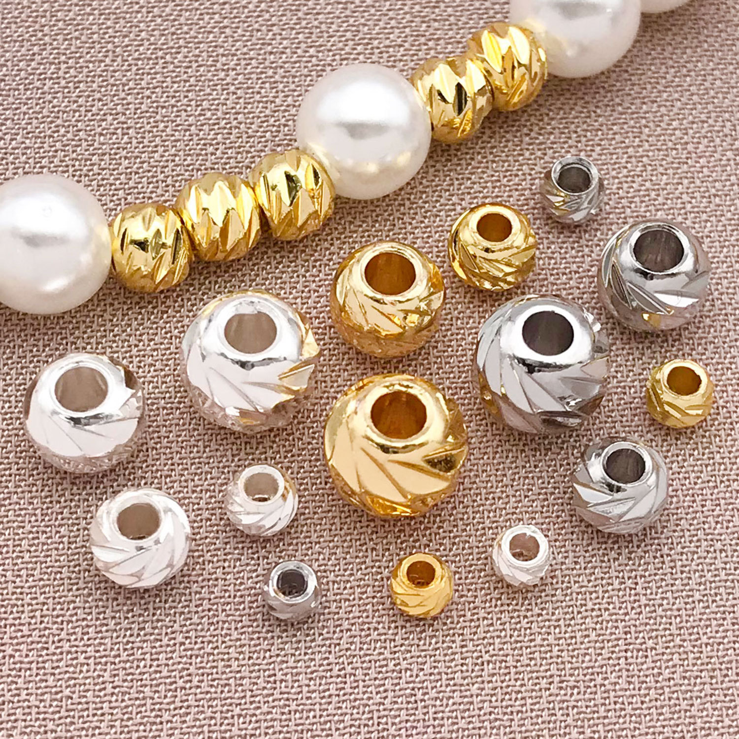 18k铜渡真金保色切面珠DIY切角珠饰品配件切花珠手链串珠材料隔珠