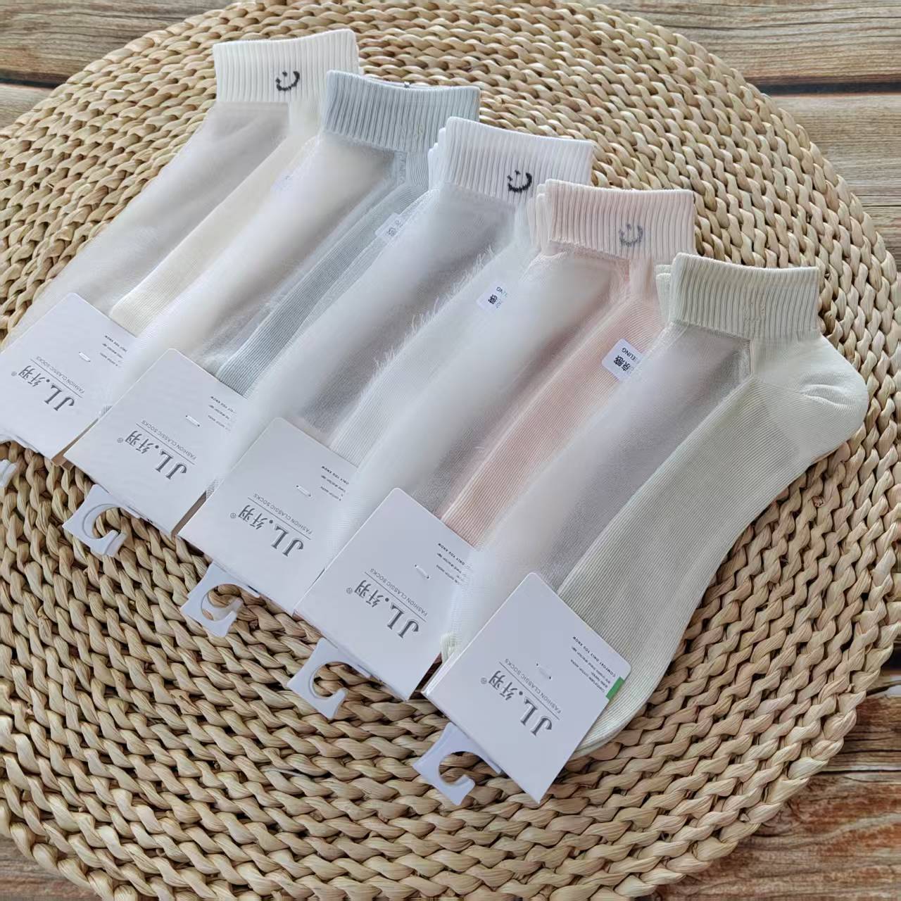 [Big Sale] Xianyu Women's Short Tube Sports College Style Candy Color Breathable Mesh Crystal Socks Ultra-Thin Sweat-Absorbent