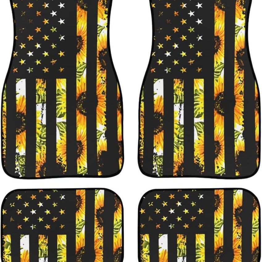 Cross-border JIT wholesale rose car floor mats, four-piece set of universal floor mats, non-slip and dirt-resistant car floor mats
