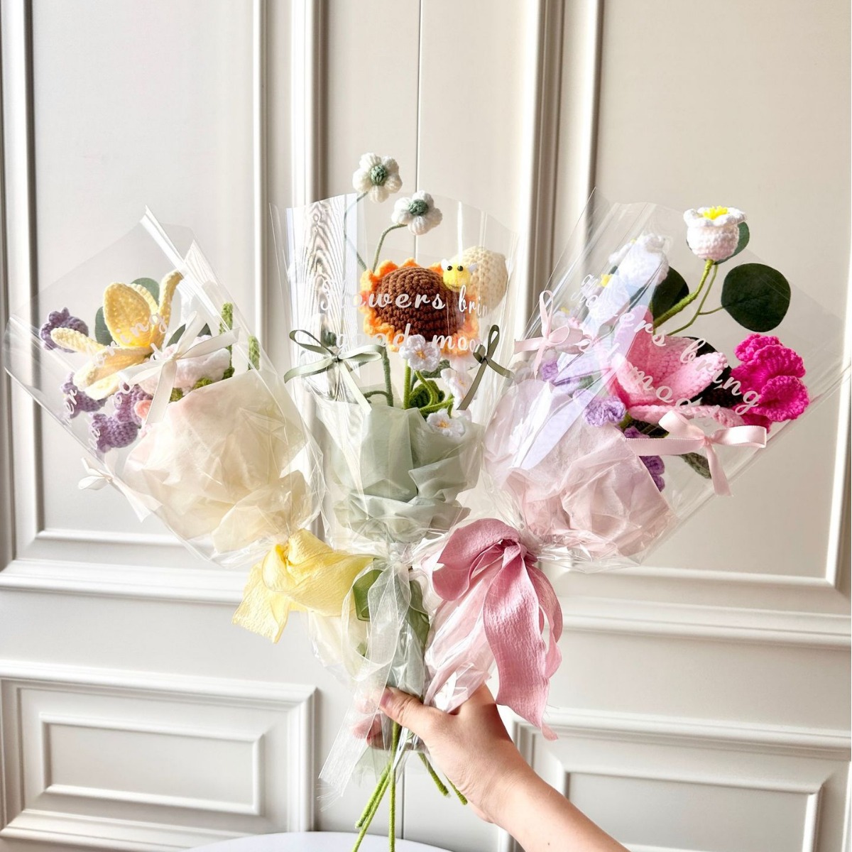 Anchido a mano día del maestro ramo de flores tulipas productos terminados de punto una simulación de girasol de graduación