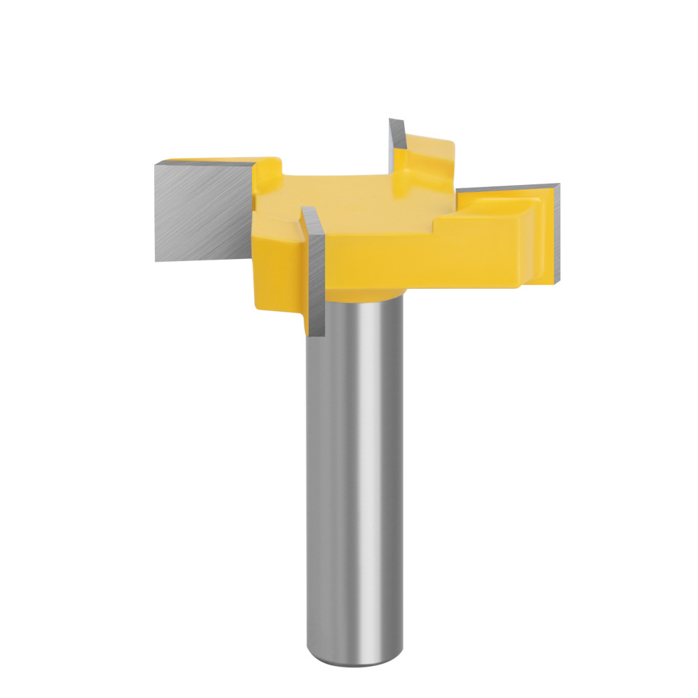 1/2 mango 8 mango 12 mango de cuatro cuchillas en forma de T cuchillo de ranurado cuchillo de limpieza de fondo carpintería fresadora máquina de grabado cabeza de la herramienta de gran diámetro