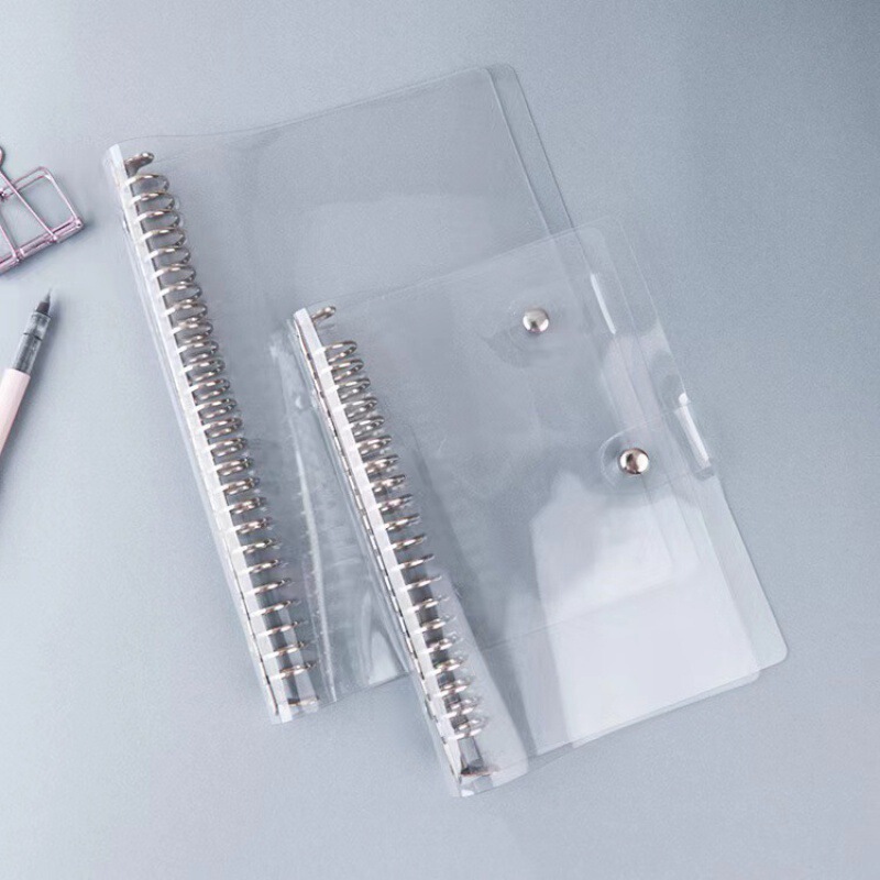 Unprinted Style TrAnspArent PVC Soft RuBBer Loose-leAf Shell A5/B5/A6/porous MetAl Iron Clip Loose-leAf Shell WholesAle