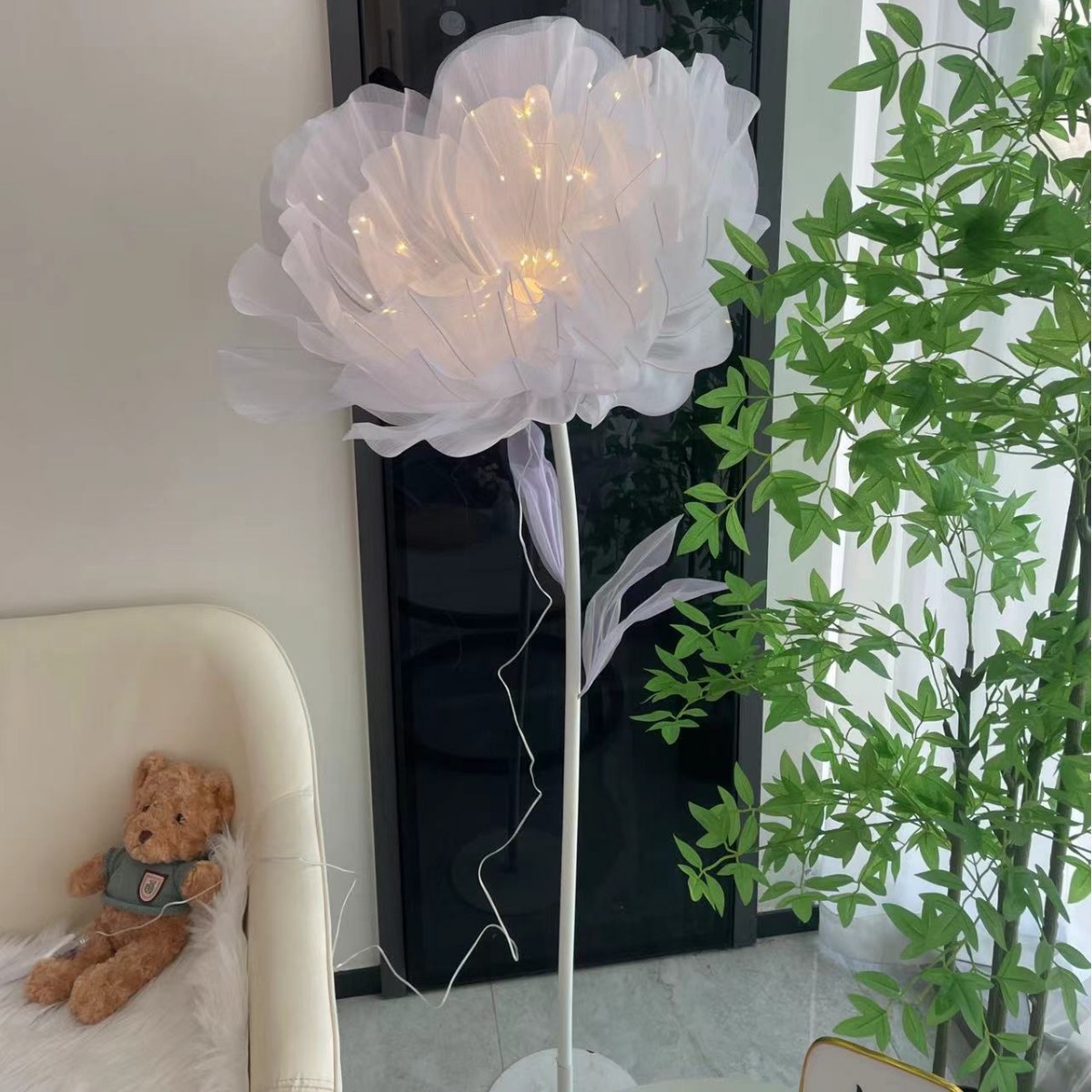 Lámpara Decorativa de Flor Artificial de Seda Hecho a Mano para Navidad y Fiestas