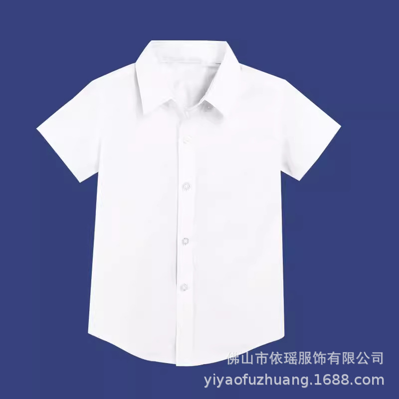 子供服の男の子の白い長袖のシャツの中で大きい子供の春夏のタイプの学生はシャツの子供の制服の15歳の半袖を演じます。|undefined