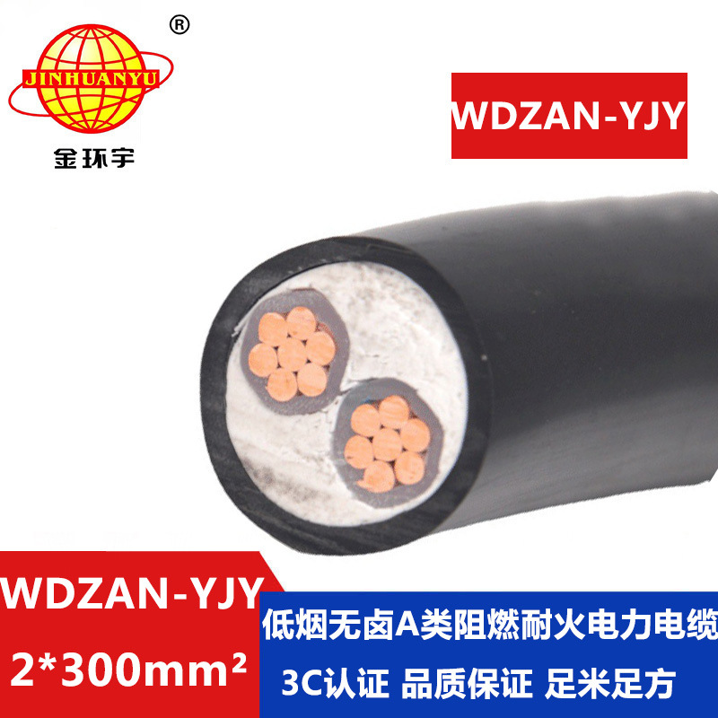 金环宇 无卤低烟阻燃耐火电力电缆WDZAN-YJY 2X300平方 电缆yjv