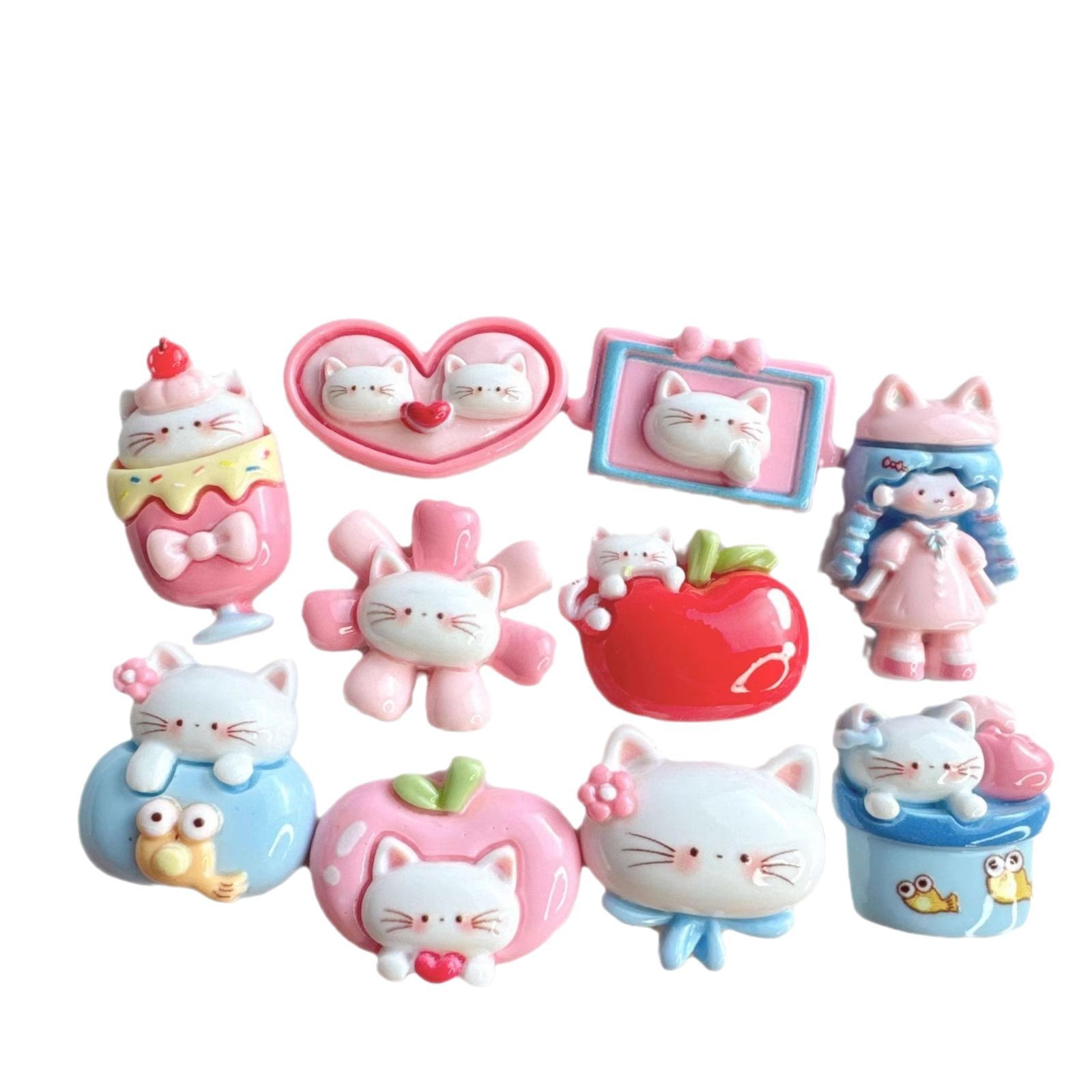 Sweetheart Cartoon Food Play Cat Resin Accessories Cream Gel DIY Hair Accessories Phone Case Refrigerator Sticker Water Cup Shoe Buckle Sticker
