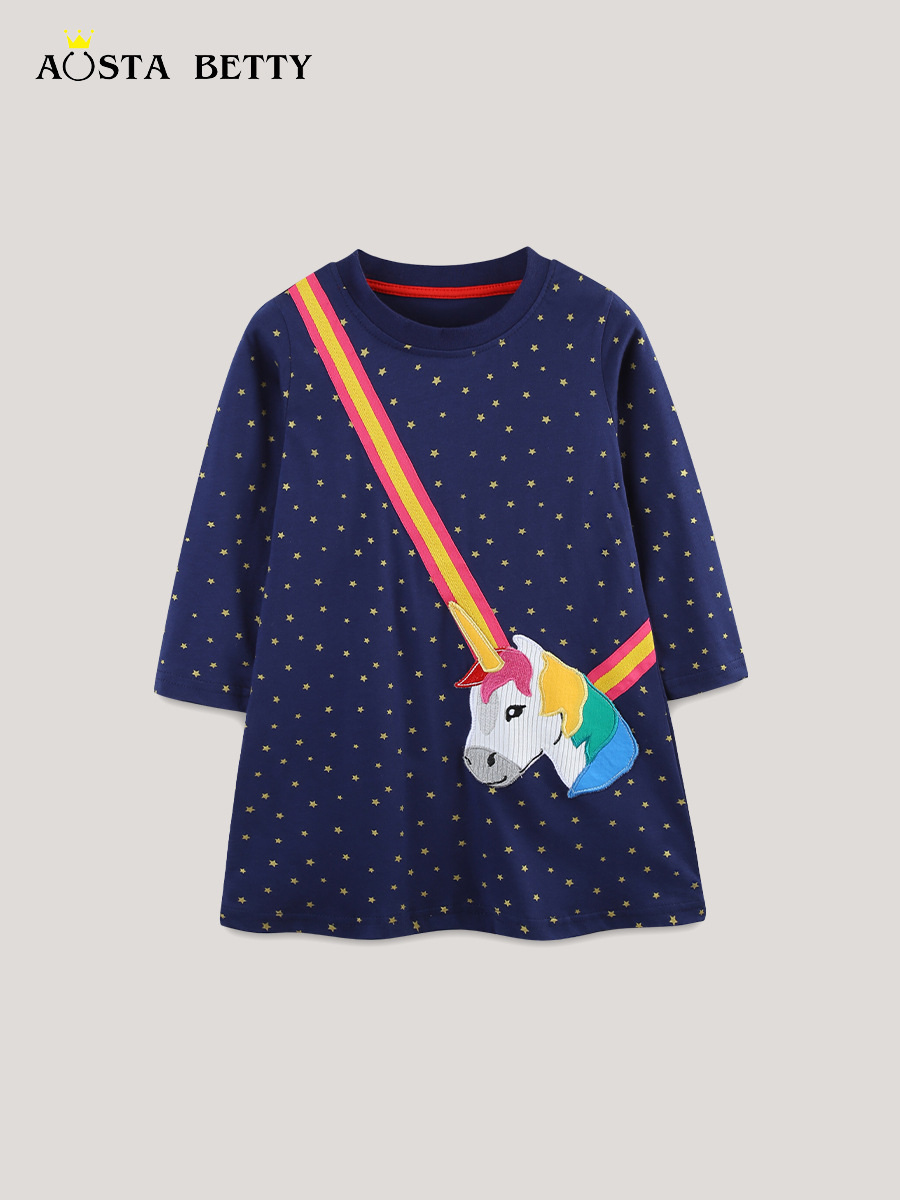 Otoño nuevo estilo vestido de niña falda de flores bordada para niños pequeños y medianos vestido de princesa de cuello redondo dulce para niñas lote mixto