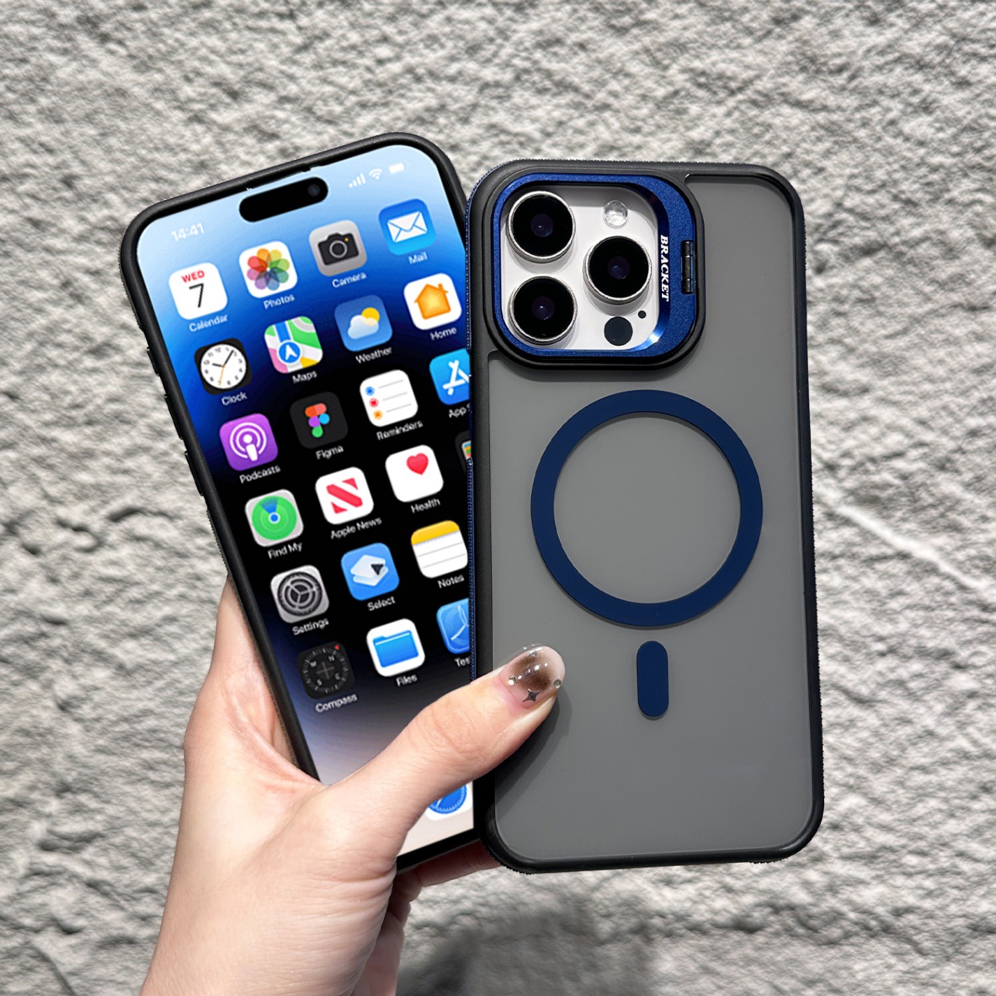 利盾C6磁吸镜头支架手机壳适用苹果16promax简约纯色手机壳iPhon