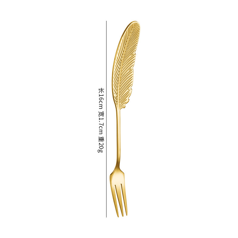 Cuchara de Acero Inoxidable 304 con Diseño de Pluma - Para Café y Postres, Vajilla de Lujo