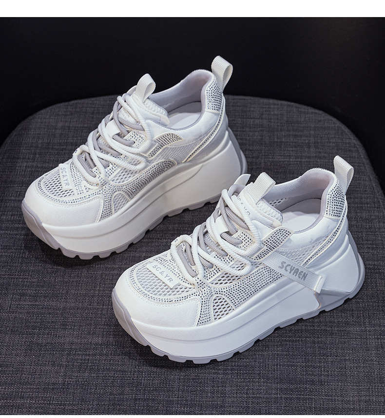 Giày sneaker nữ đế dày lưới thoáng khí phong cách retro — Xám 5066, Be 5066, Hồng đào 5066 chi tiết 16