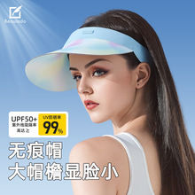 夏季无痕一体运动防晒帽子女百搭新款空顶帽户外骑行无顶遮阳帽