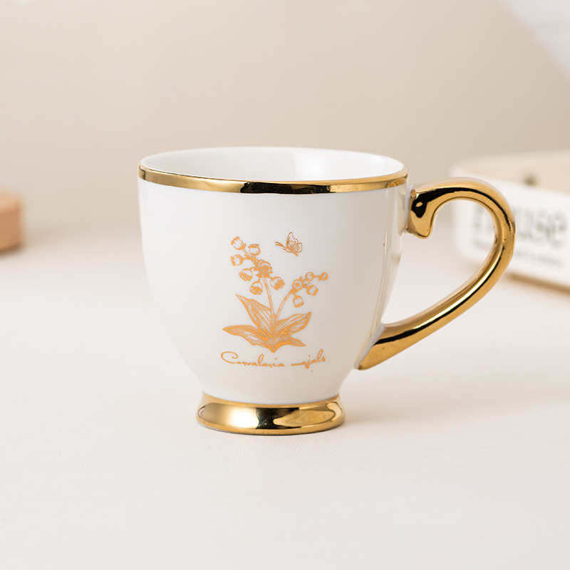 创意轻奢电镀陶瓷杯家用办公室下午茶餐厅咖啡杯伴手礼杯子马克杯