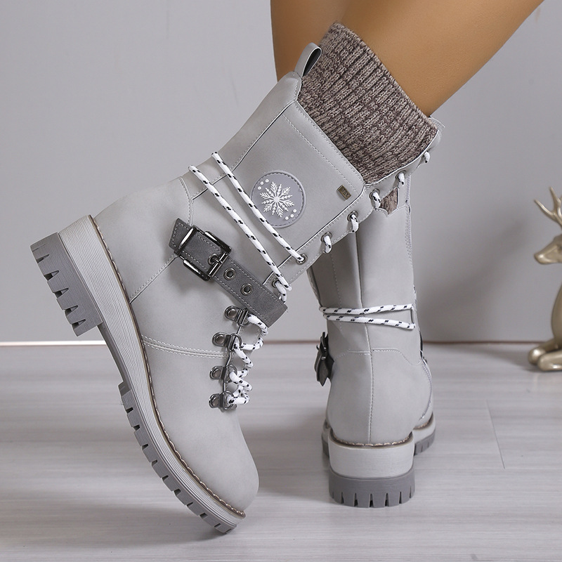 Women's Shoes women's snow boots winter new fur integrated women's shoes thickened warm cotton shoes high snow boots_voghion.com