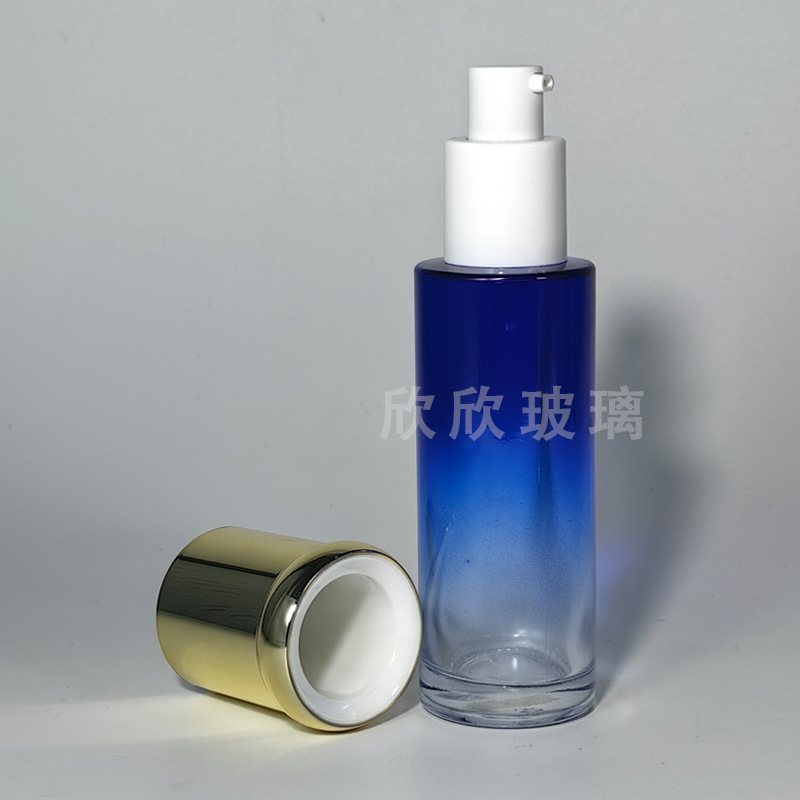 在庫あり ライポニ 100ml 直円ガラスセットボトル 30g 厚底クリームボトル プッシュ式ローション分注ボトル|undefined