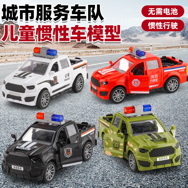 Cross-Border Children's Inertia Toy Car Pickup Police Car Fall-Resistant Simulation Off-Road Car Model Street Stall Gifts Wholesale Cross-Border Children's Inertia Toy Car Pickup Police Car Fall-Resistant Simulation Off-Road Car Model Street Stall Gifts Wholesale