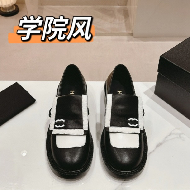 MGQC包扣乐福鞋女高级感百搭潮可爱大头鞋高版本真皮小皮鞋女