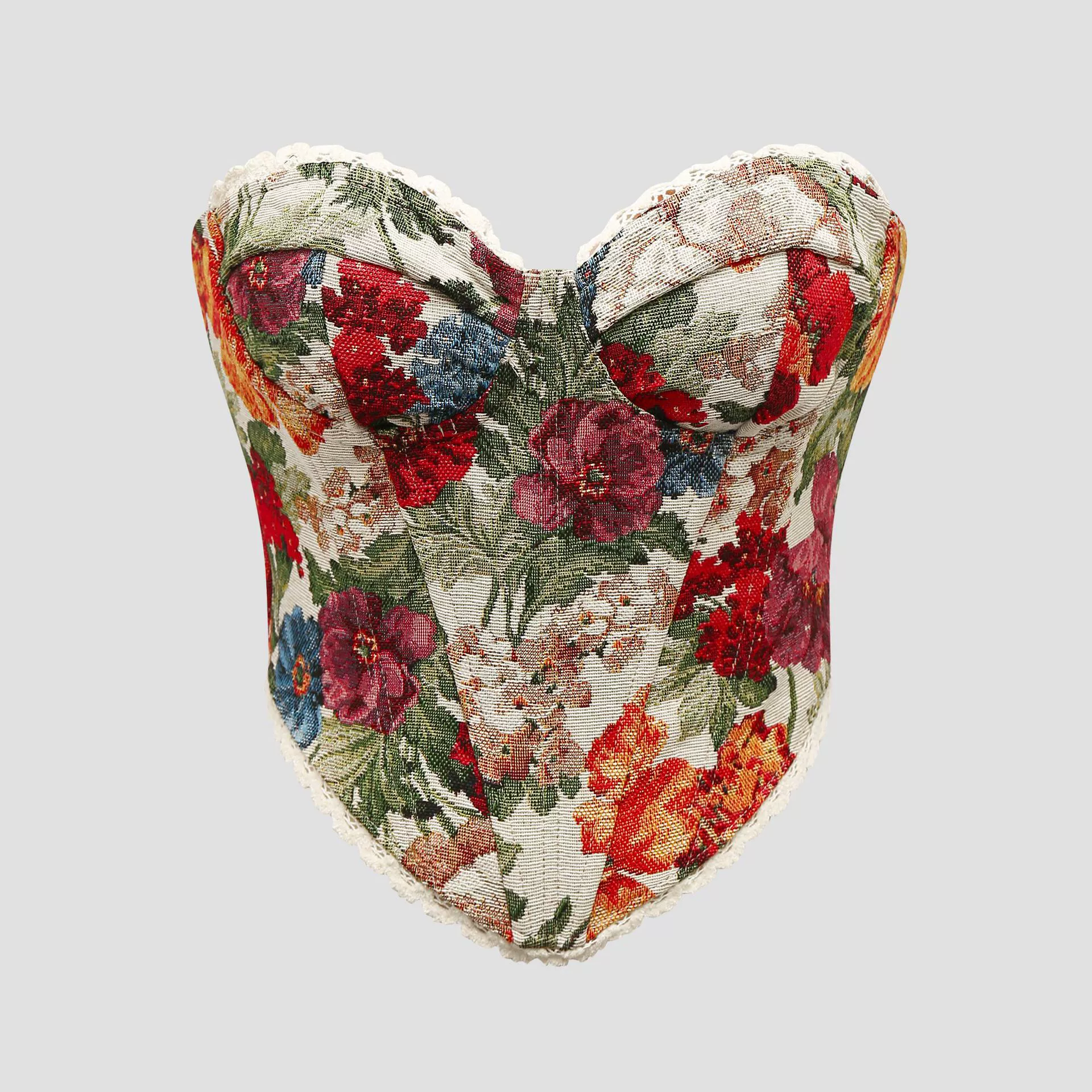 Трансграничная внешняя торговля уличное ретро цветочное принт кружева шнуровка французский нишевой жилет LY023