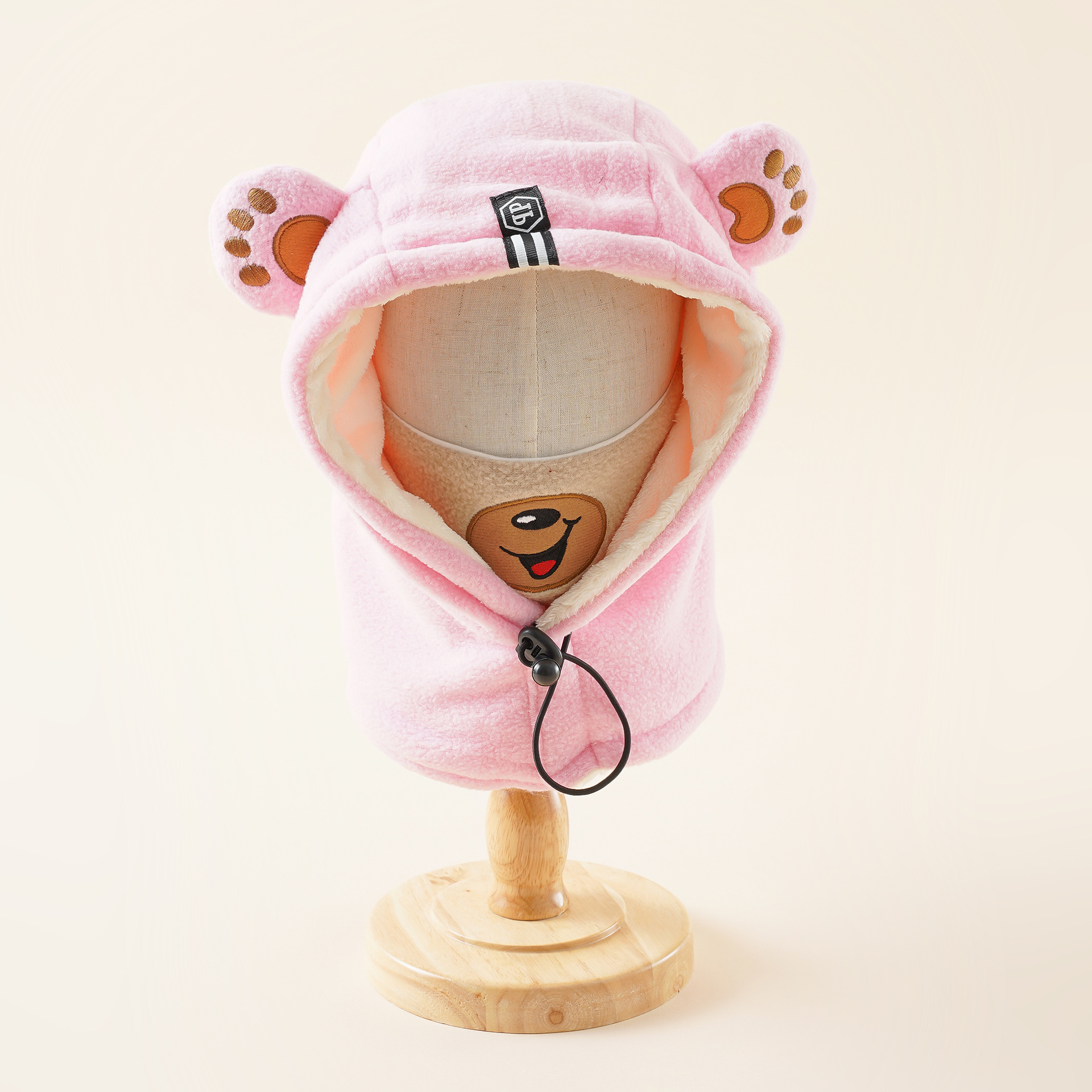 Pañuelo de sombrero para niños integrado Otoño e Invierno niños y niñas bebé con forro polar protección para los oídos protección facial sombrero a prueba de viento tres en uno lindo image 7